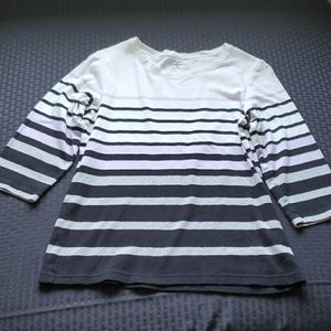 Croft & Barrow Half Sleeve Top Blk/white/purple #3